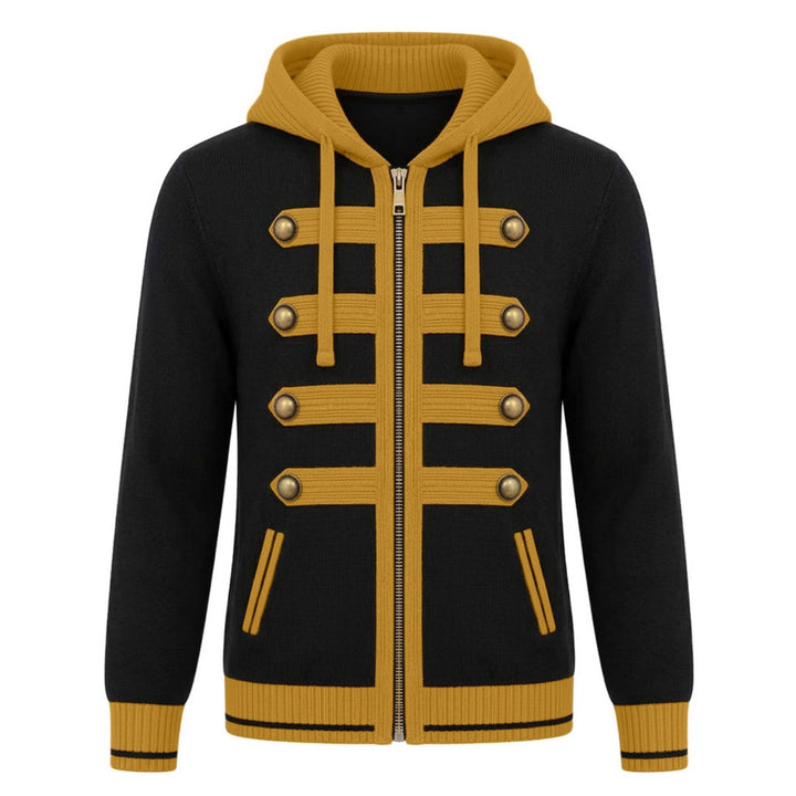 Men's Black Vintage-Style Artistic Jacquard Knit Cardigan