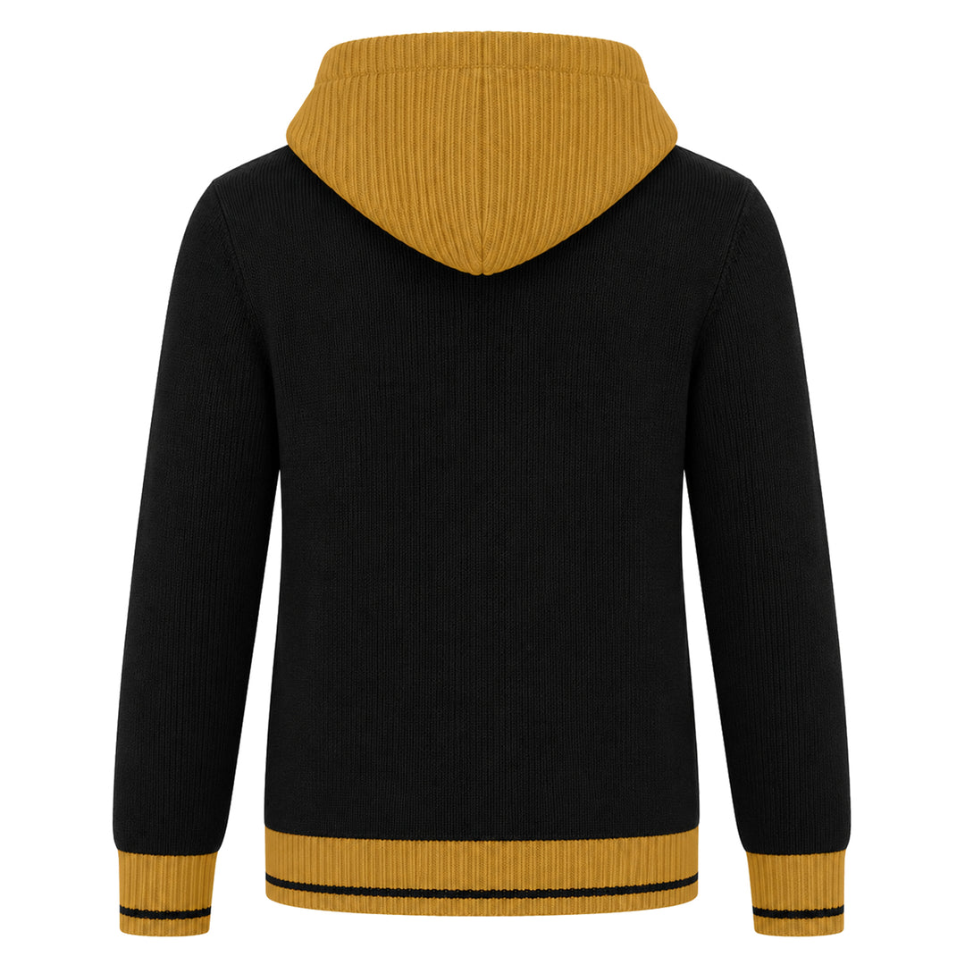 Men's Black Vintage-Style Artistic Jacquard Knit Cardigan
