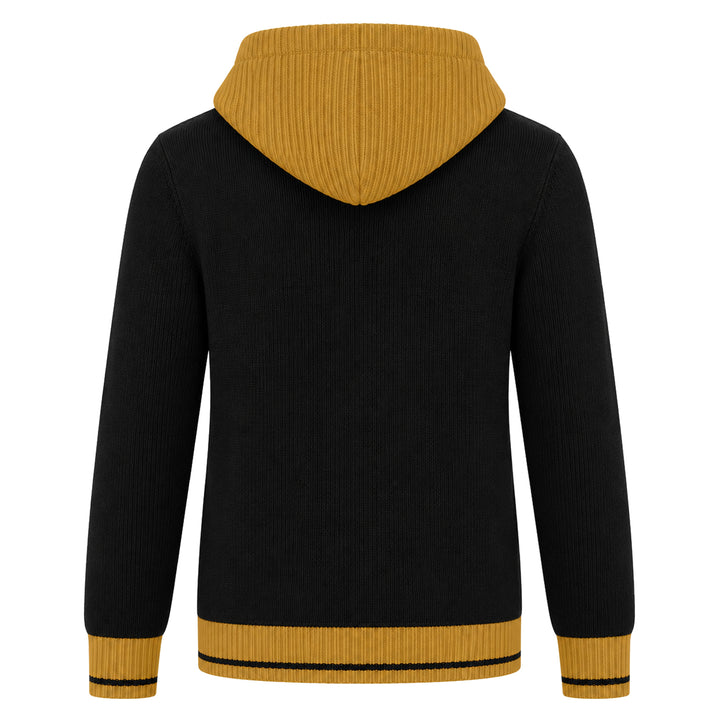 Men's Black Vintage-Style Artistic Jacquard Knit Cardigan
