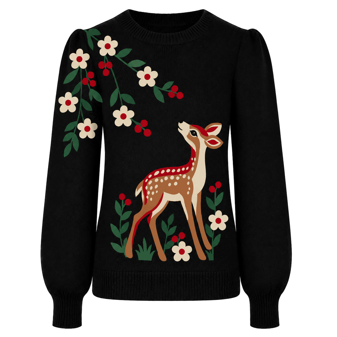Pull jacquard vintage pour femme avec motif caniche, style streetwear