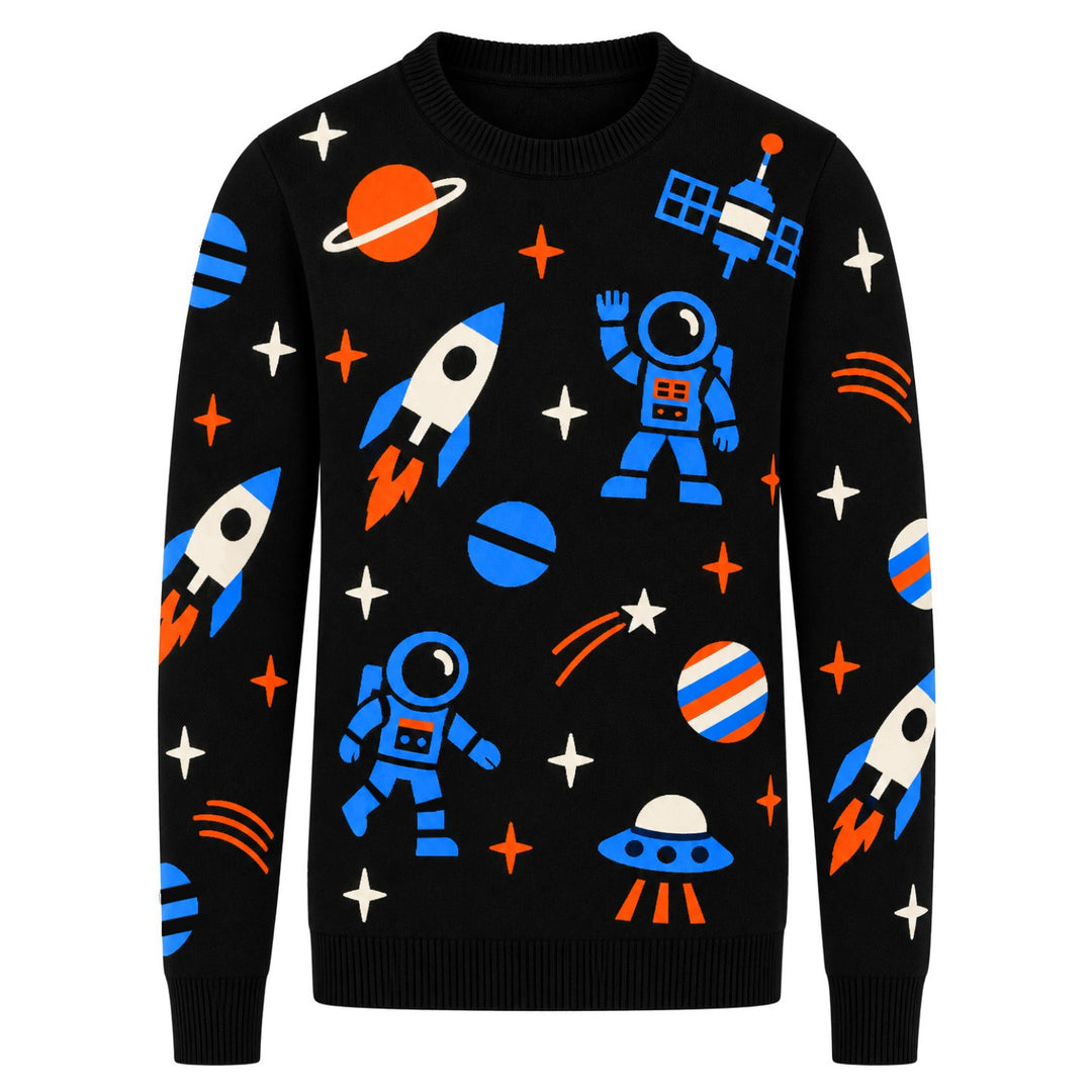 Pull jacquard rétro noir des années 70 pour homme avec bouledogue français