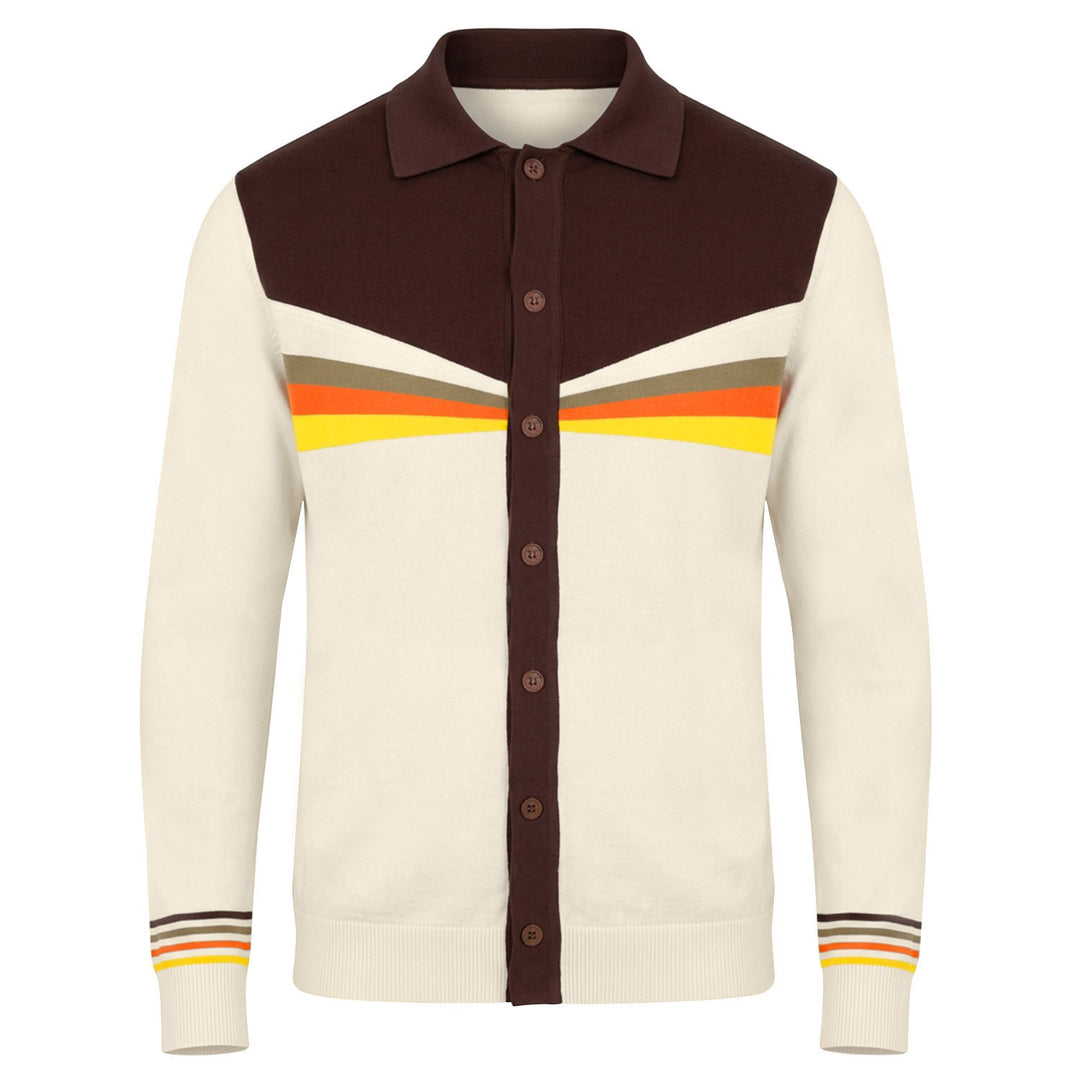 Herren Vintage Braun Klassische Karo Jacquard Strickjacke
