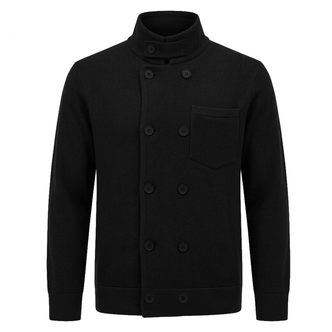 Men's Black Minimalist British-Style Jacquard Knit Cardigan