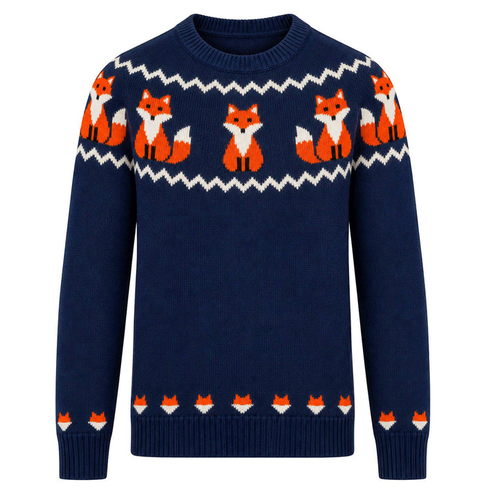 Herre 70'er Retro Sort Fransk Bulldog Jacquard Striktrøje
