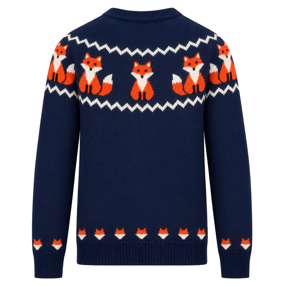 Herre 70'er Retro Sort Fransk Bulldog Jacquard Striktrøje