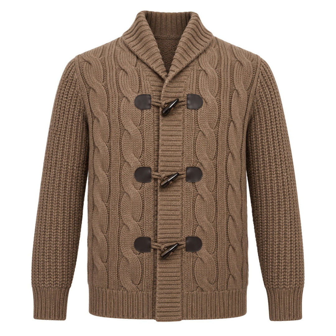 Herre Vintage Brun Klassisk Ternet Jacquard Strikket Cardigan