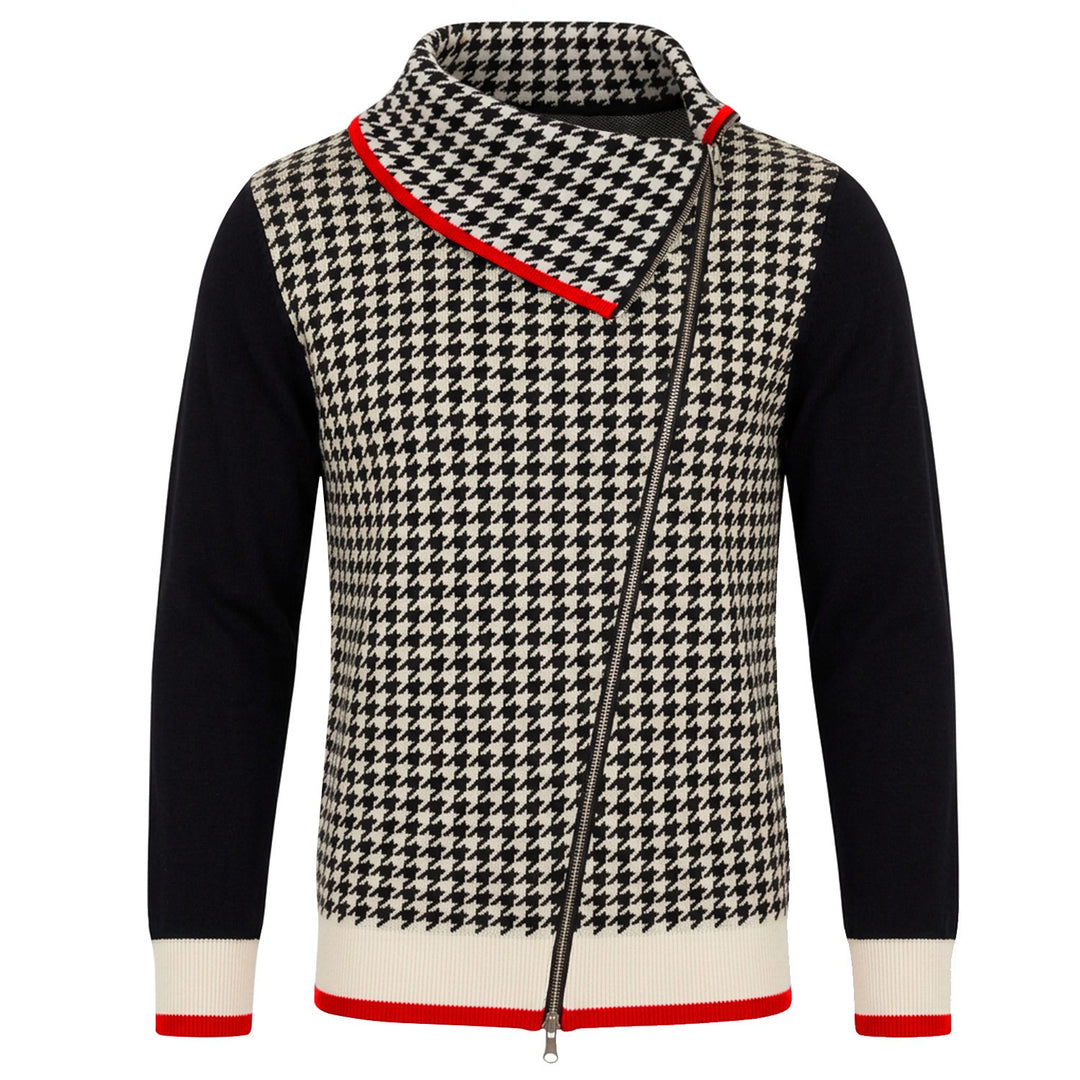 Herre Vintage Brun Klassisk Ternet Jacquard Strikket Cardigan