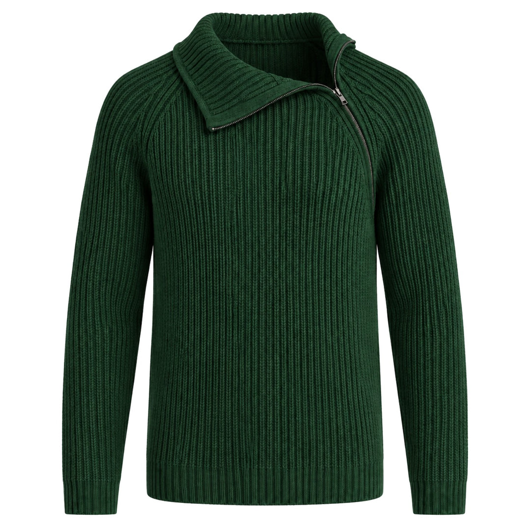 Men's Green 1970s Retro British-Style Jacquard Knitwear
