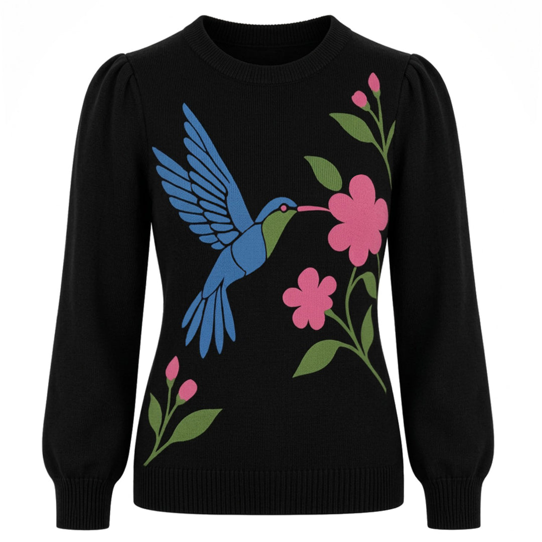 Dame Vintage Puddel Kunst Streetwear Jacquard Striktrøje