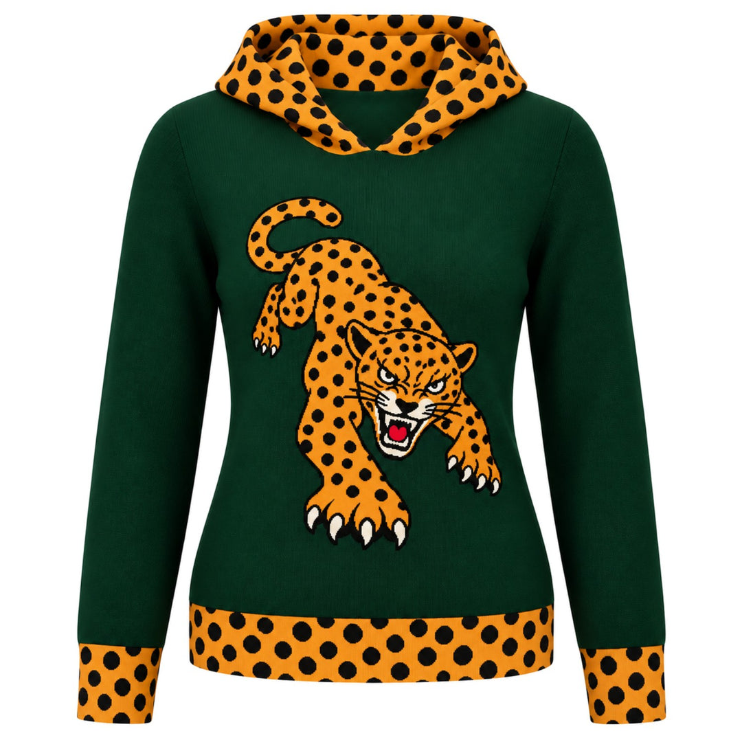 Dame Vintage Puddel Kunst Streetwear Jacquard Striktrøje