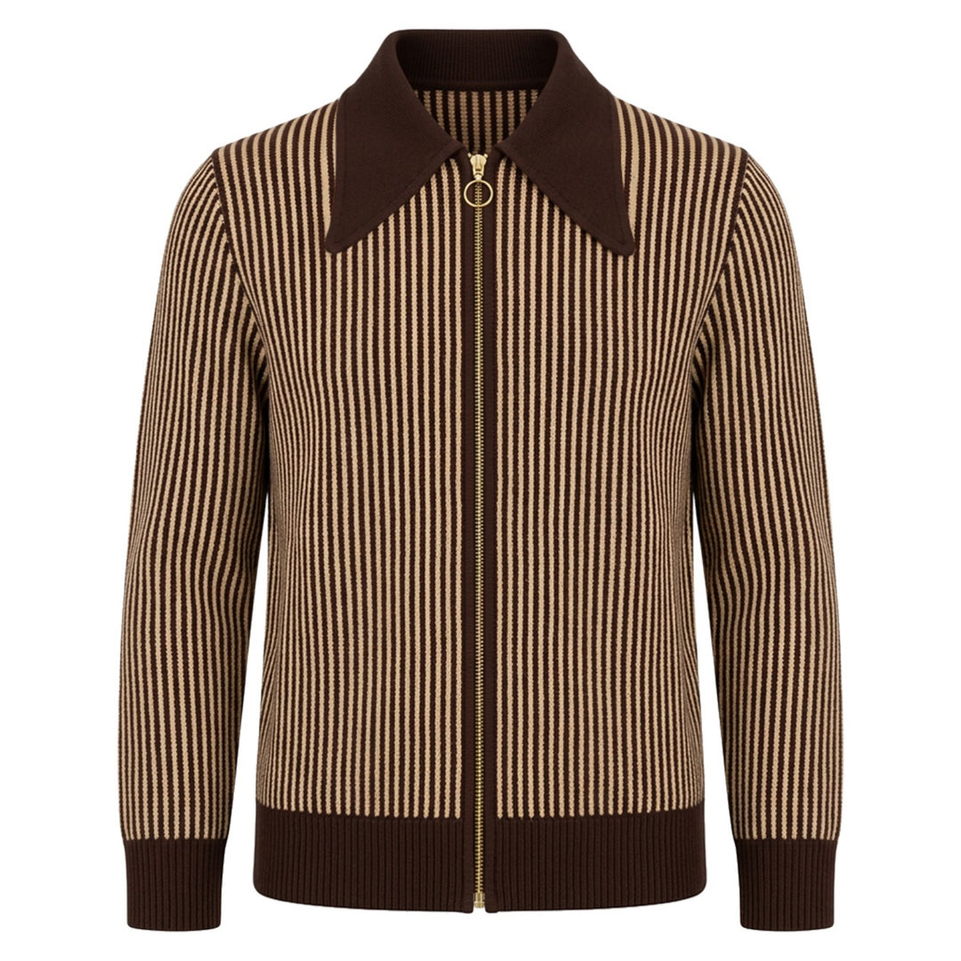 Heren Vintage Bruin Klassiek Geruit Jacquard Gebreid Vest