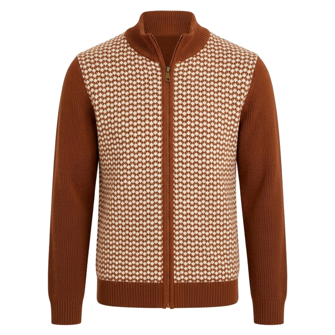 Abrikosstribet klassisk Jacquard Polo til mænd