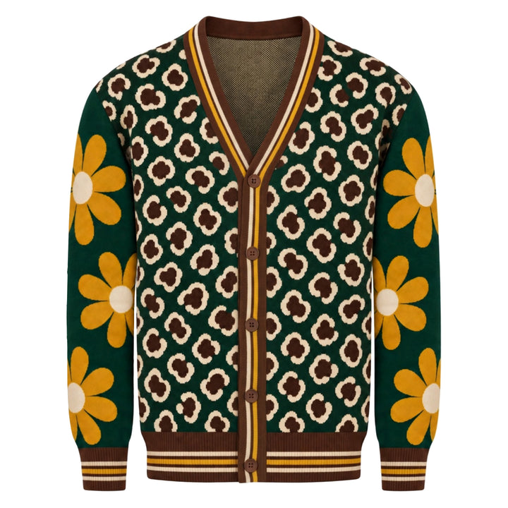 Abrikosstribet klassisk Jacquard Polo til mænd