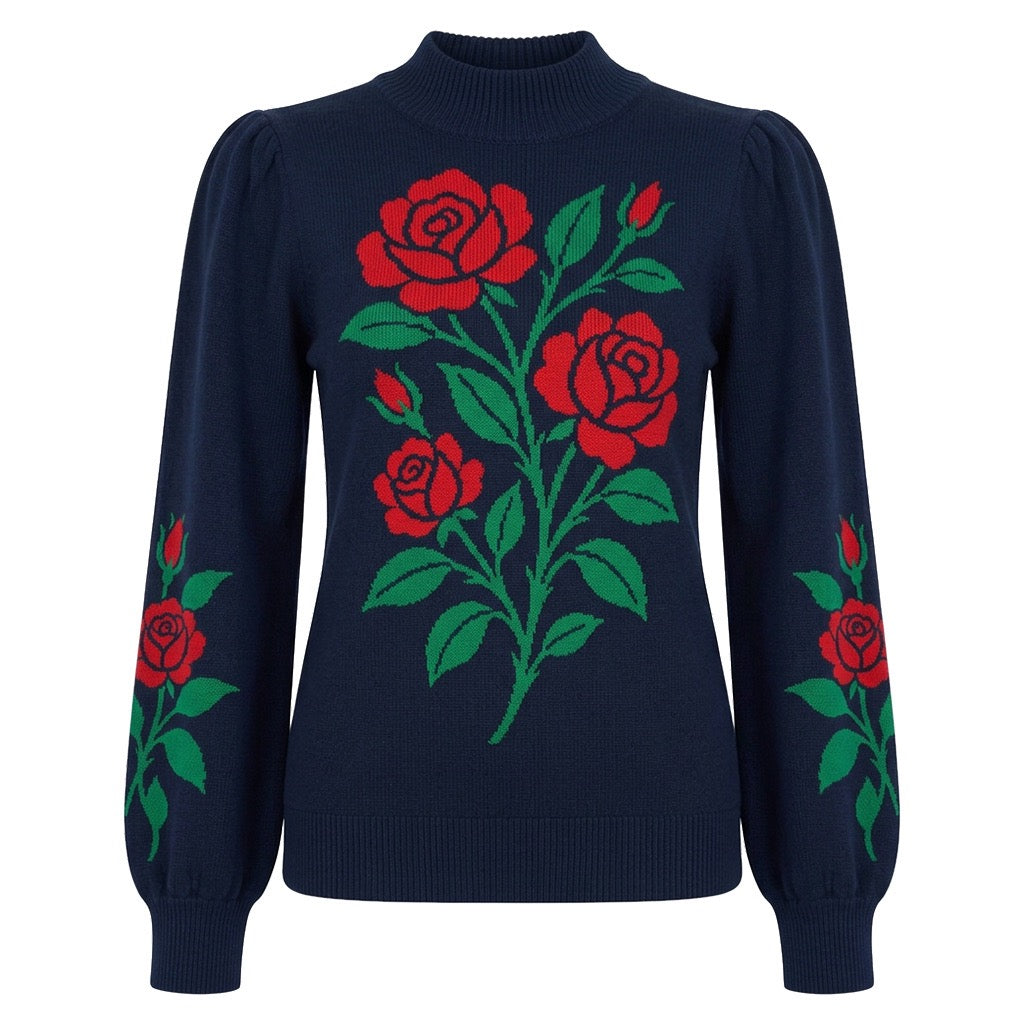 Γυναικεία Vintage Πλεκτή Μπλούζα Jacquard με Σχέδιο Poodle Streetwear