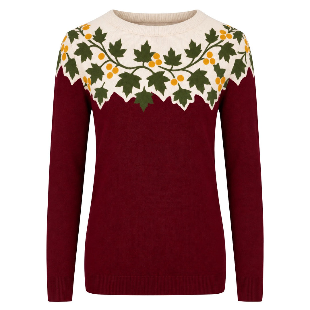 Dame Vintage Puddel Kunst Streetwear Jacquard Striktrøje