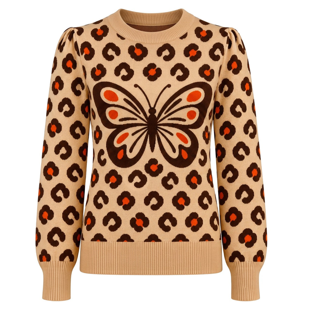Maglione Jacquard da Donna con Motivo Barboncino Vintage Streetwear