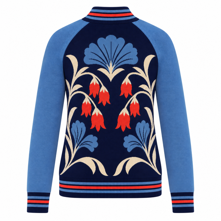 Dame Vintage Puddel Kunst Streetwear Jacquard Striktrøje