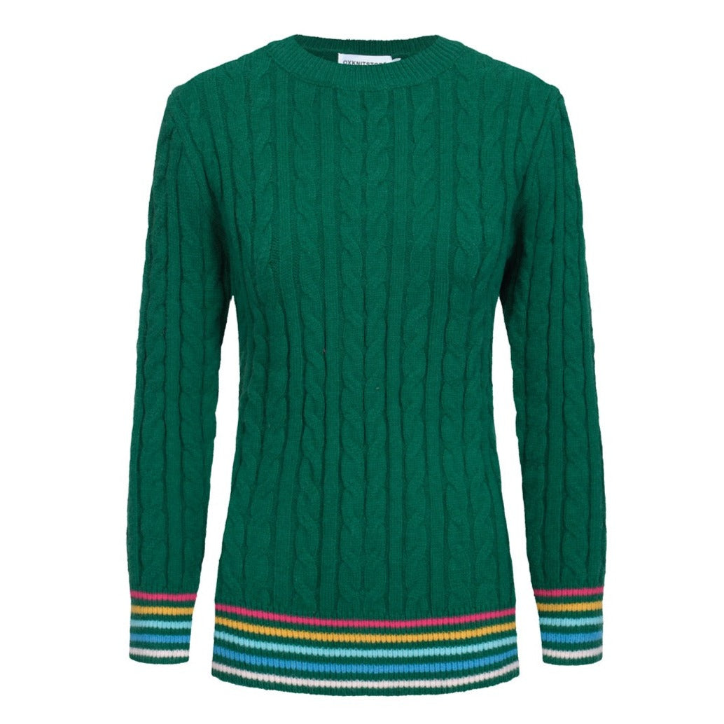 Women's Green Cable Knitted Sweater