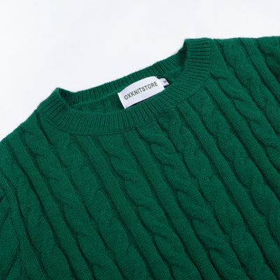 Women's Green Cable Knitted Sweater