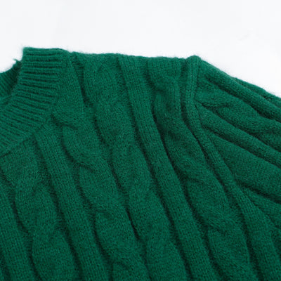 Women's Green Cable Knitted Sweater