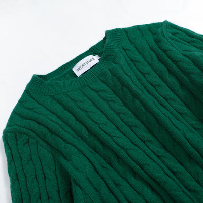 Women's Green Cable Knitted Sweater