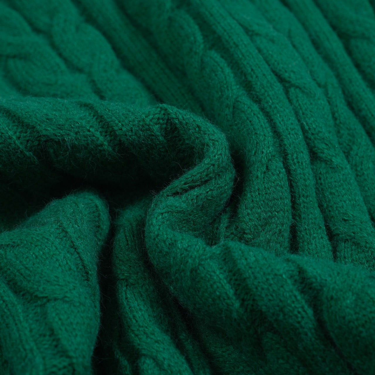 Women's Green Cable Knitted Sweater