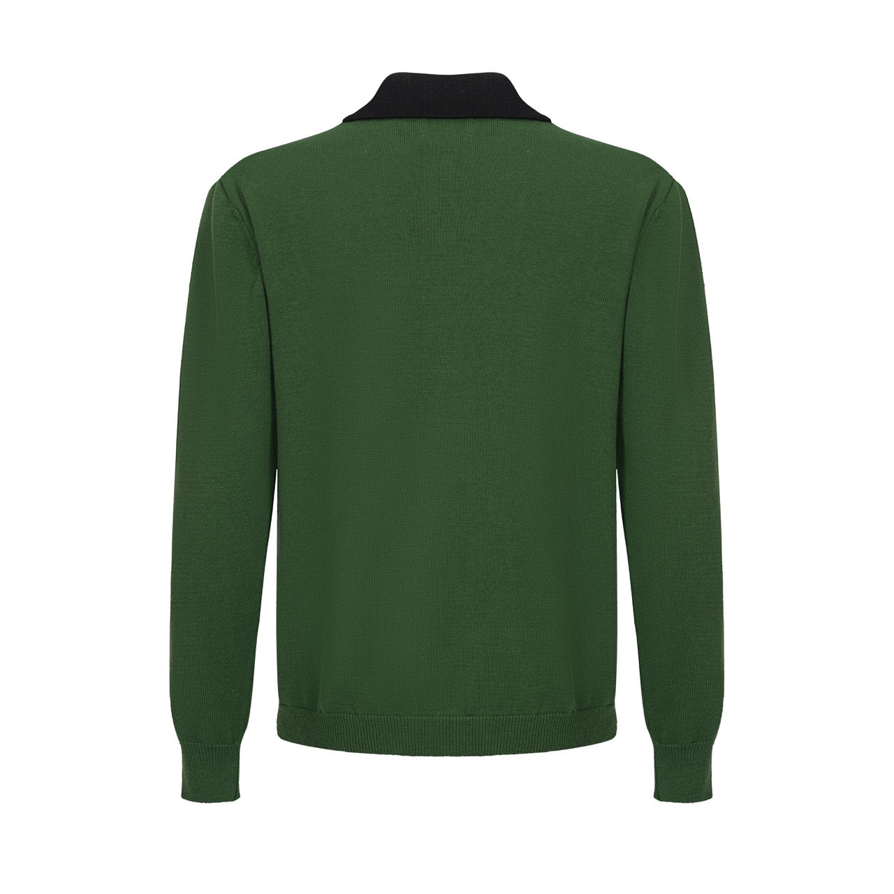 Men's Green Retro Square Contrast Color Knit Polo