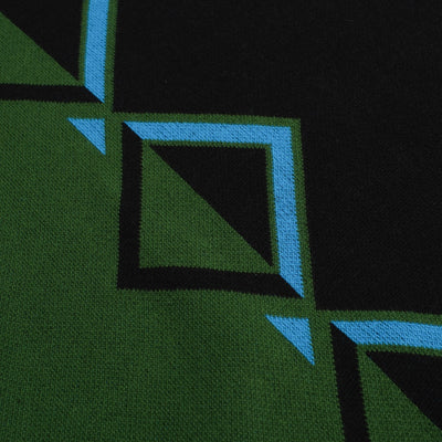 Men's Green Retro Square Contrast Color Knit Polo