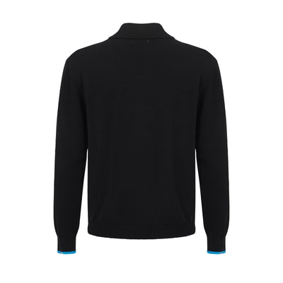 Men's Vintage Navy Blue Long Sleeve Polo