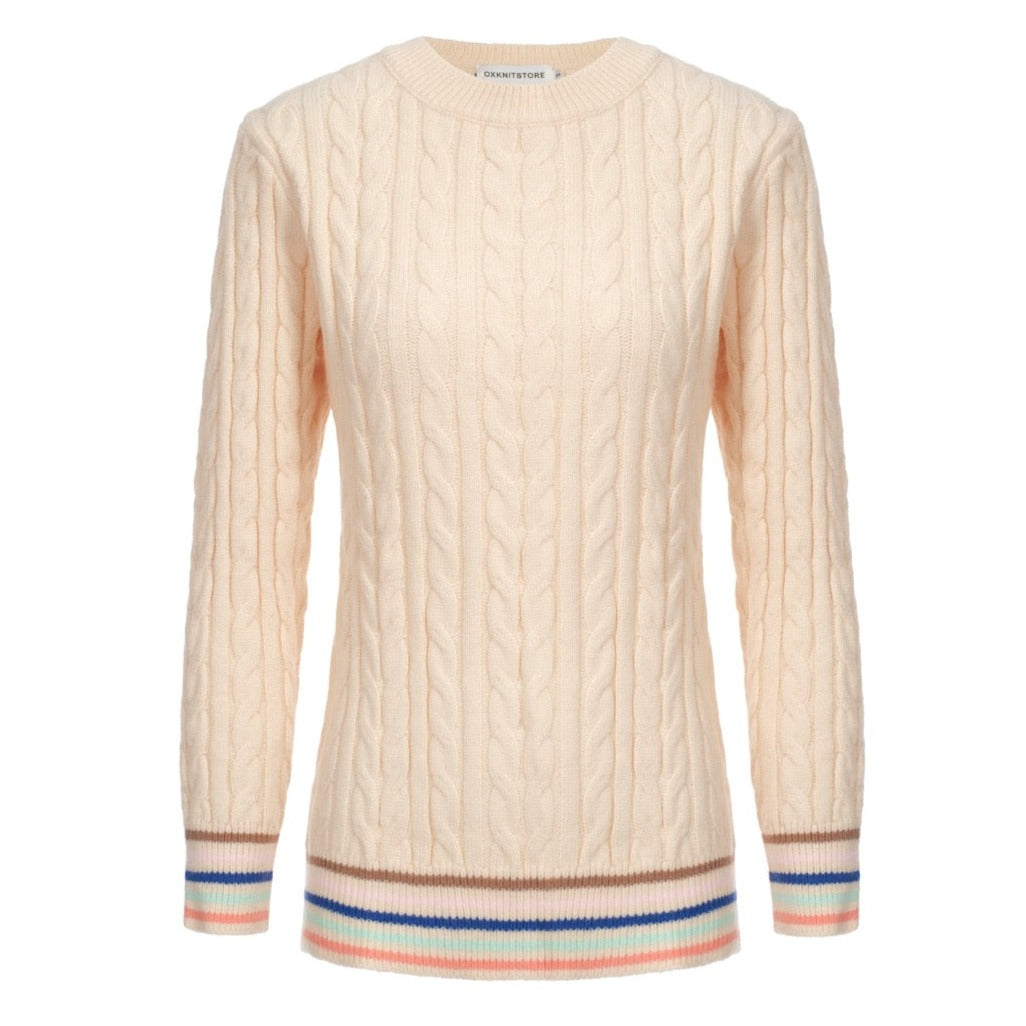 Women's Cream Cable Knitted Sweater