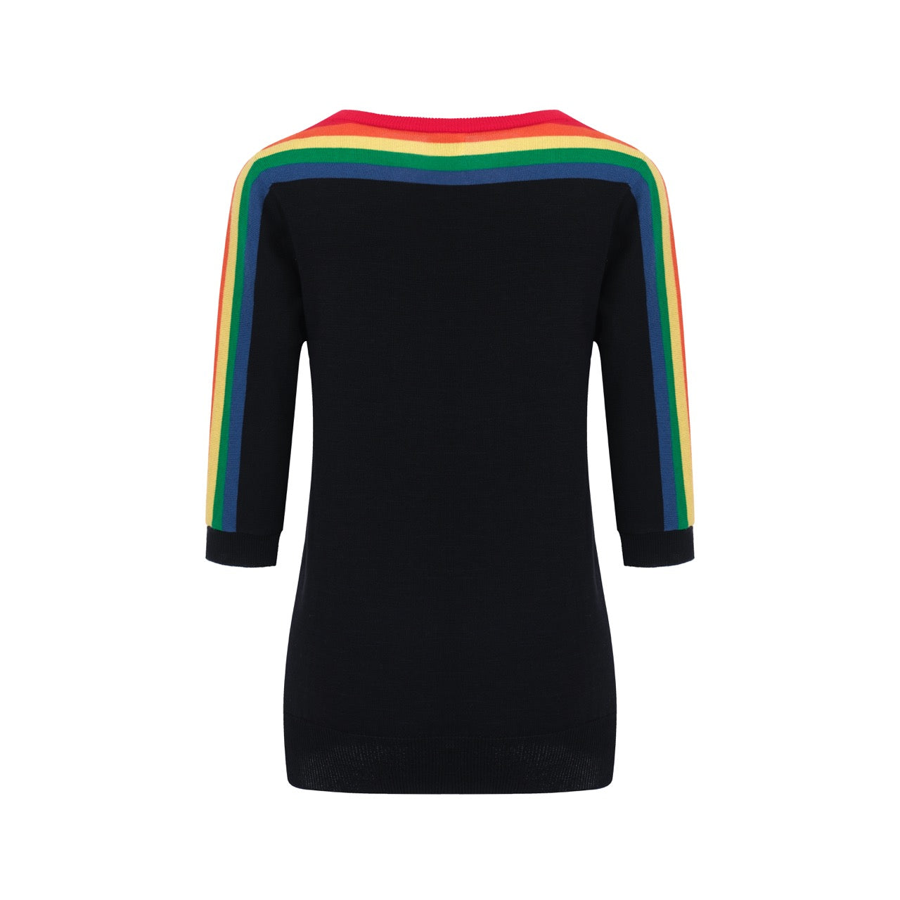 Women's Rainbow Elbow-length Sleeve Knitted T-Shirt