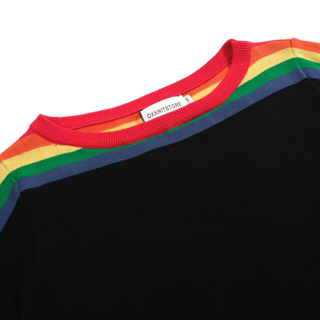 Women's Rainbow Elbow-length Sleeve Knitted T-Shirt