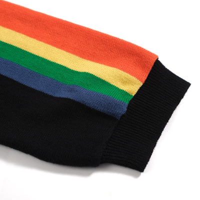 Women's Rainbow Elbow-length Sleeve Knitted T-Shirt