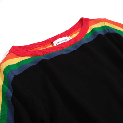 Women's Rainbow Elbow-length Sleeve Knitted T-Shirt