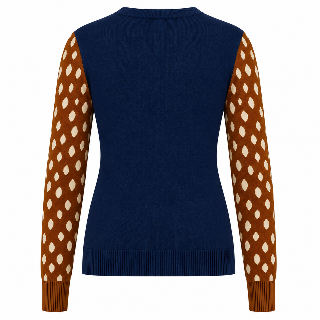 Women's Vintage Double-Deer Motif Jacquard Knitwear