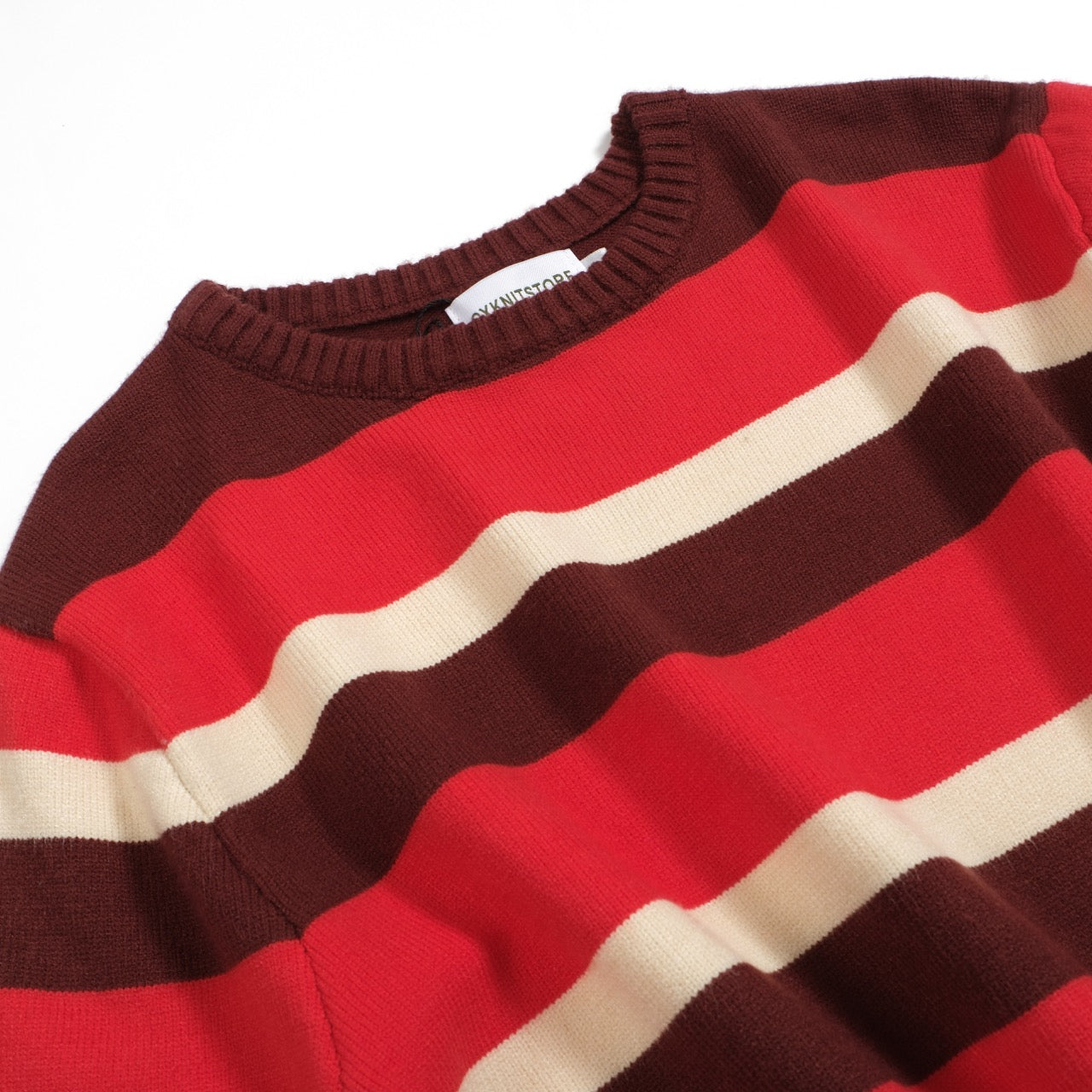 Men's Retro Wide Striped Knitted Red Sweater
