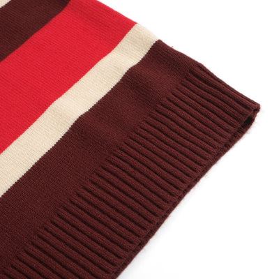 Pull rouge en tricot à larges rayures rétro pour hommes