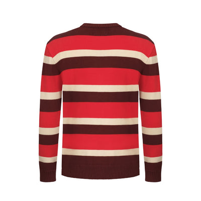Suéter de hombre rojo de punto de rayas anchas retro