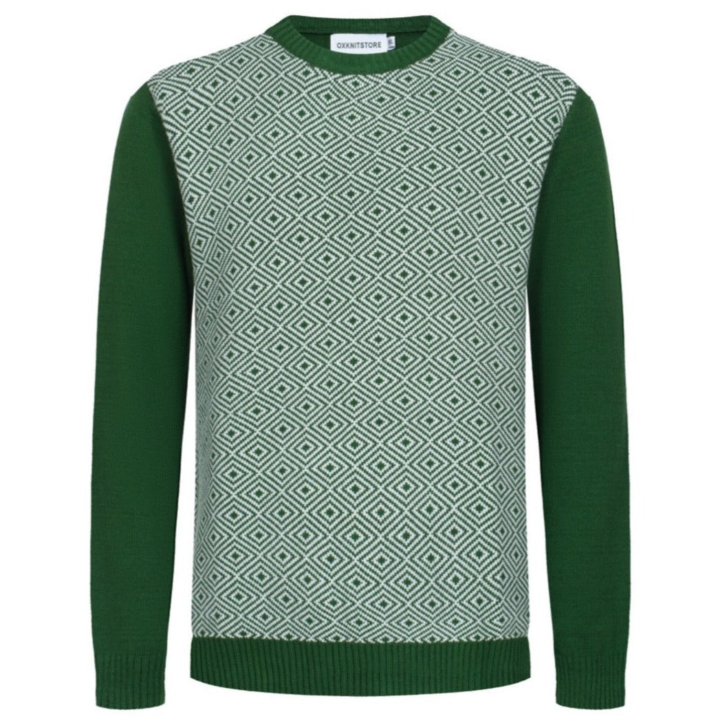 Men's Retro Style Green Knitted Long Sleeve Sweater