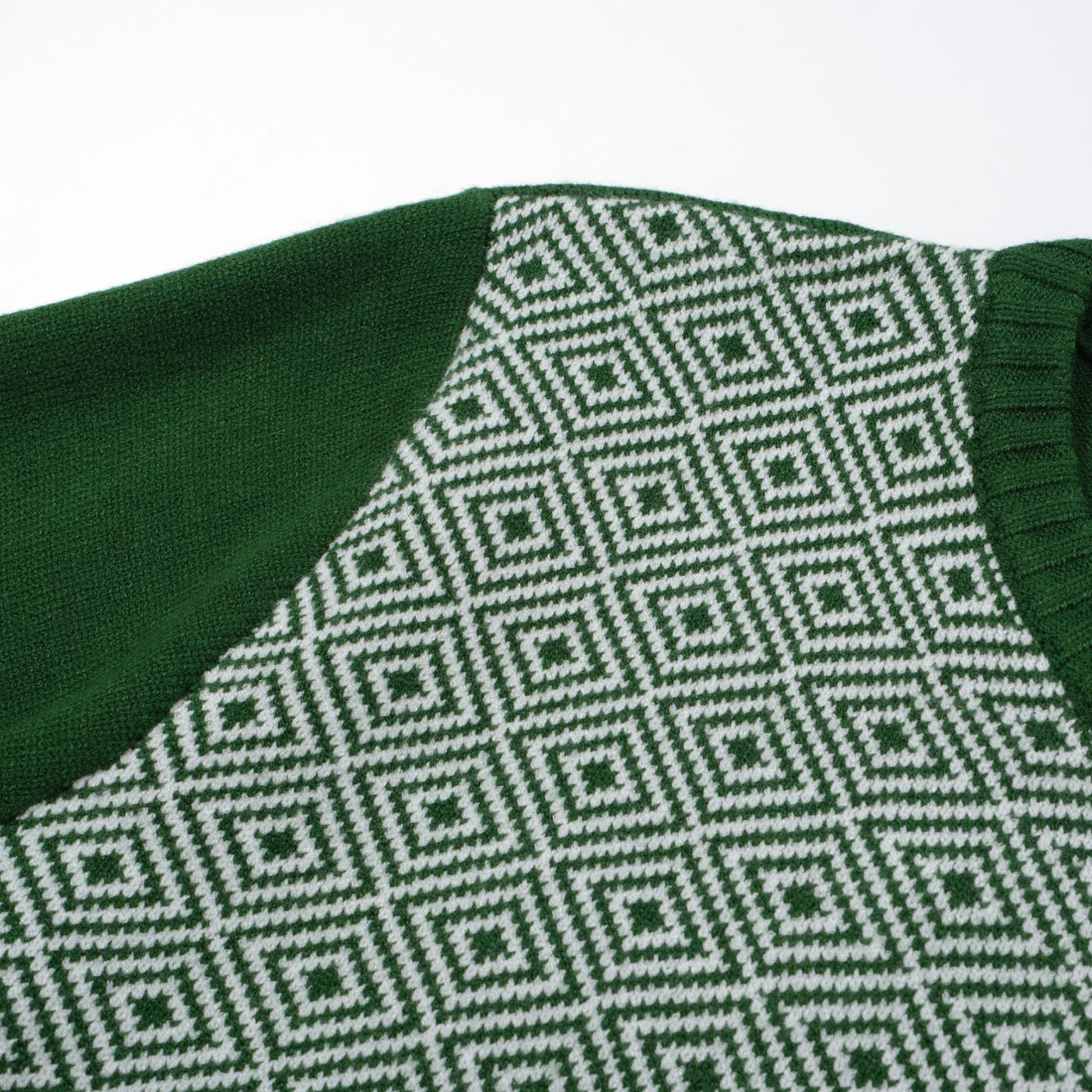 Men's Retro Style Green Knitted Long Sleeve Sweater