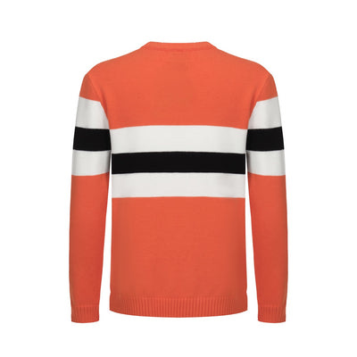 Men's Chest Lines Long Sleeve Orange Sweater