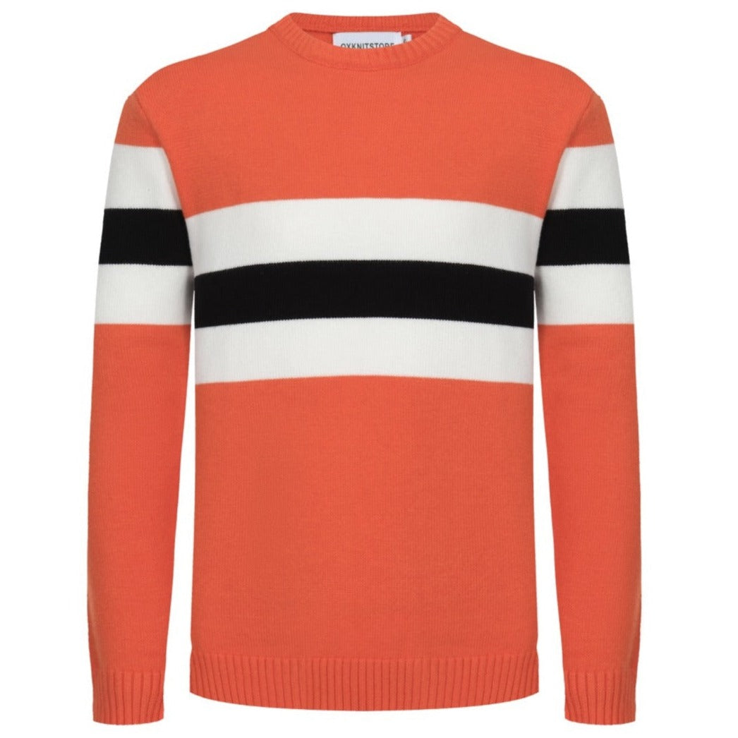 Men's Chest Lines Long Sleeve Orange Sweater