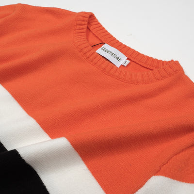 Men's Chest Lines Long Sleeve Orange Sweater