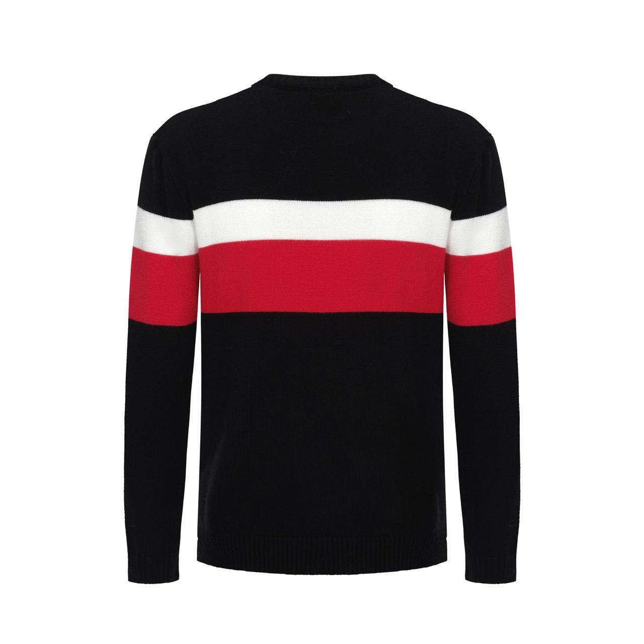 Men's Black Long Sleeve Knitted Wear With Red & White Lines