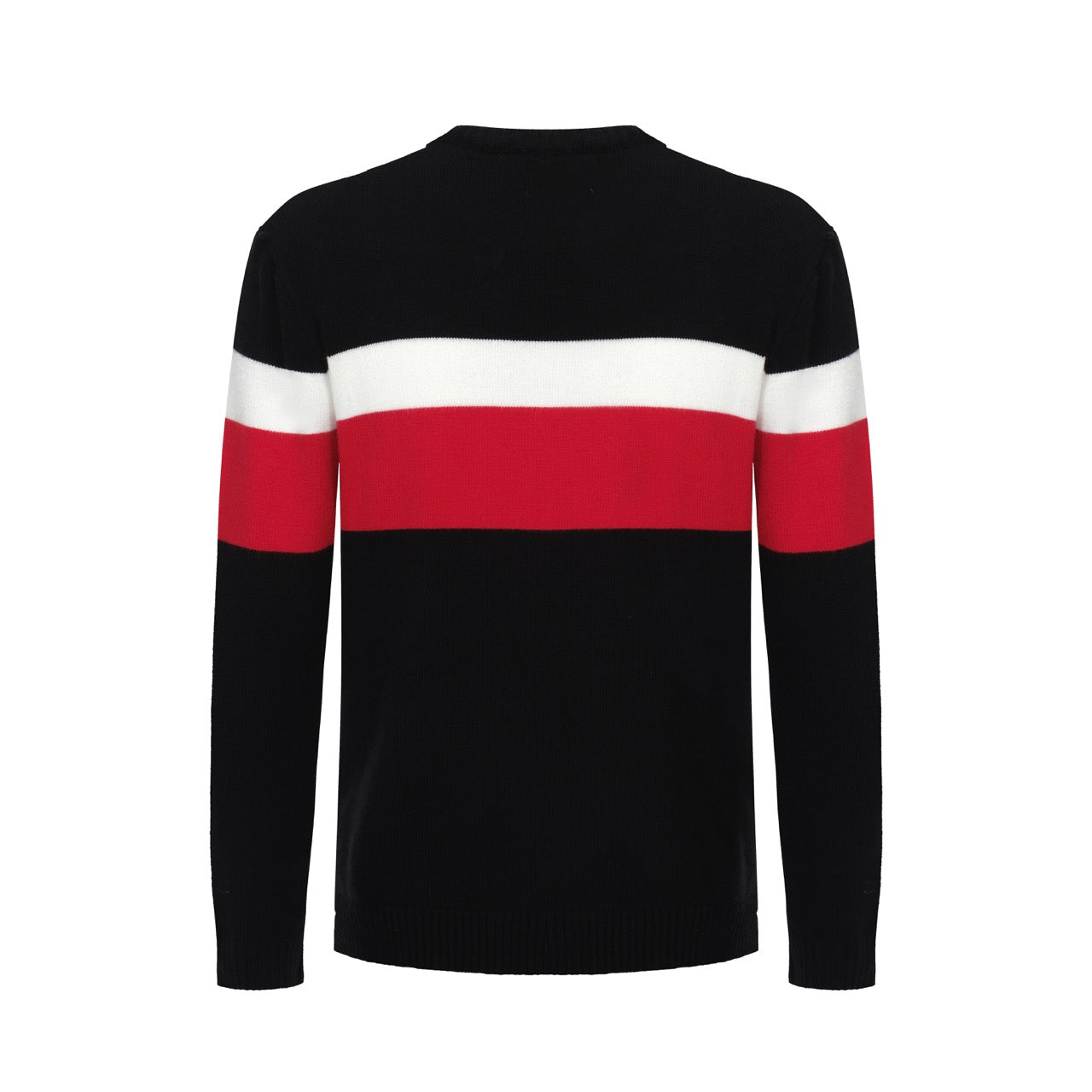 Men's Black Long Sleeve Knitted Wear With Red & White Lines