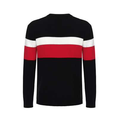 Men's Black Long Sleeve Knitted Wear With Red & White Lines