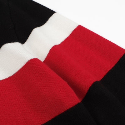 Men's Black Long Sleeve Knitted Wear With Red & White Lines