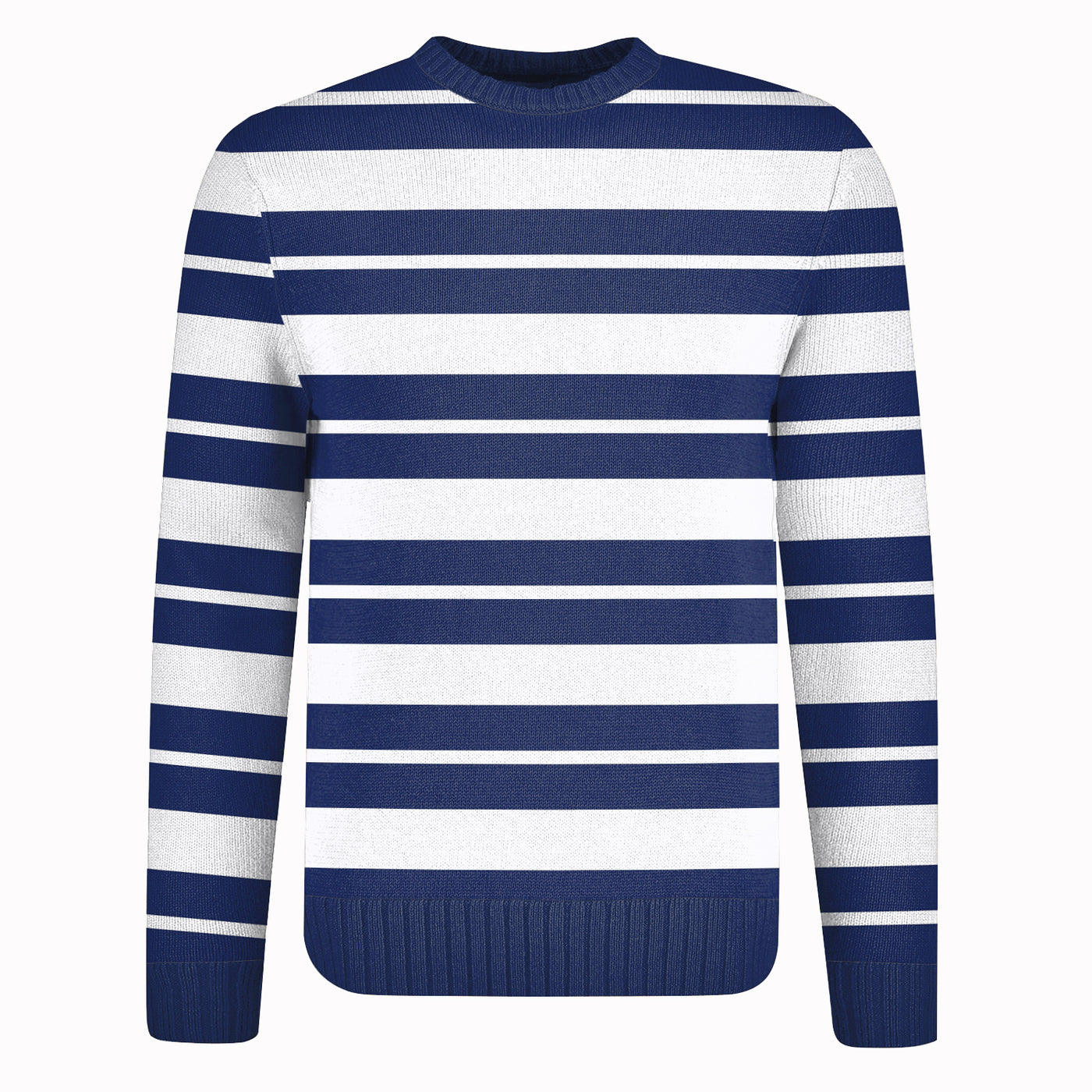Men's Blue & White Stripes Knitted Sweater