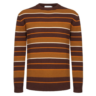 Men's Brown & Orange Stripes Knitted Sweater