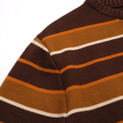 Men's Brown & Orange Stripes Knitted Sweater